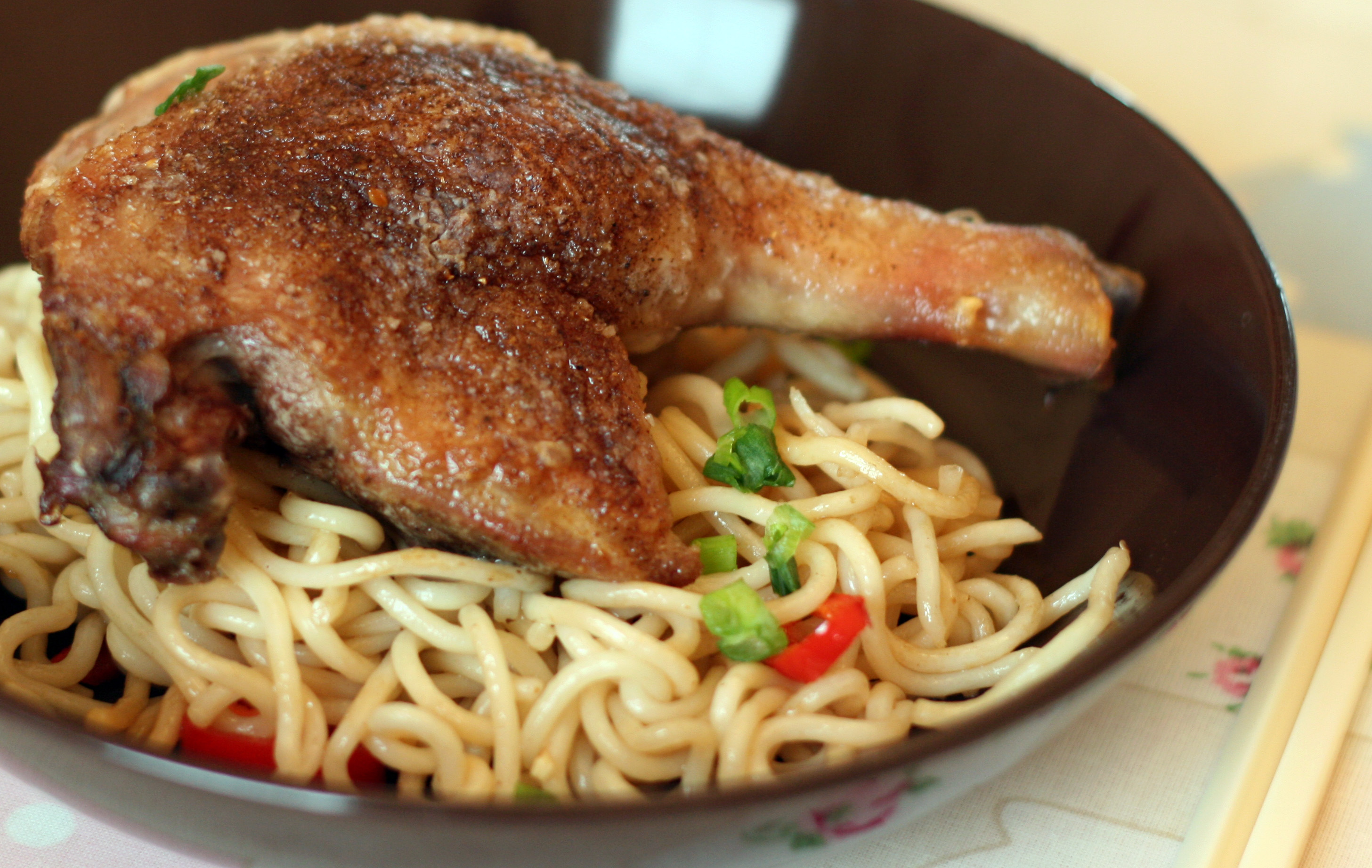 Five Spiced Duck Leg with Chilli Noodles